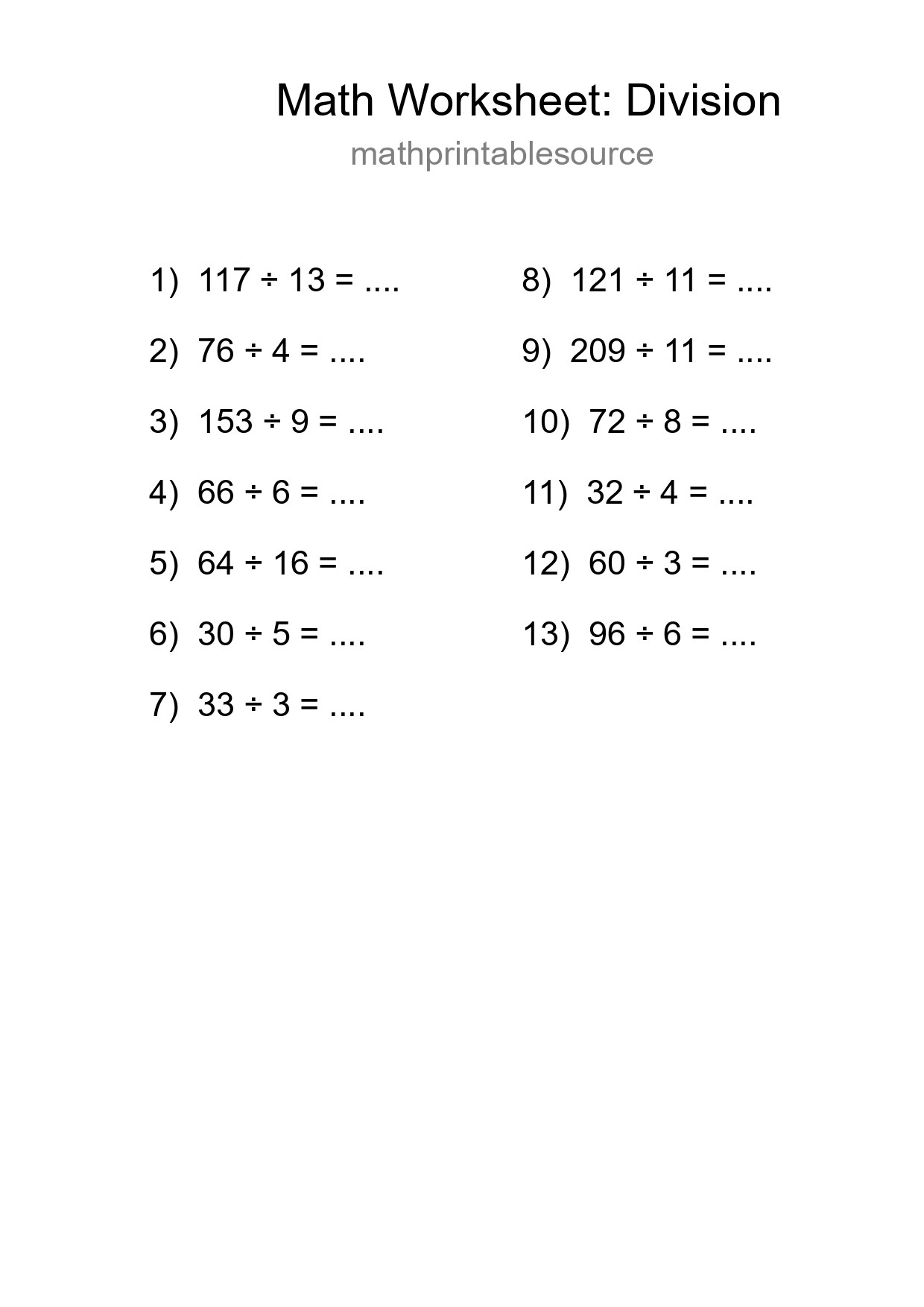 Free 13 Division Math Worksheet For Grade 2 - Part 147