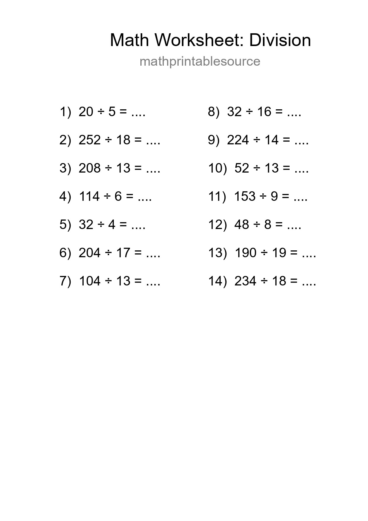 Free 14 Division Math Worksheet For Grade 2 - Part 37