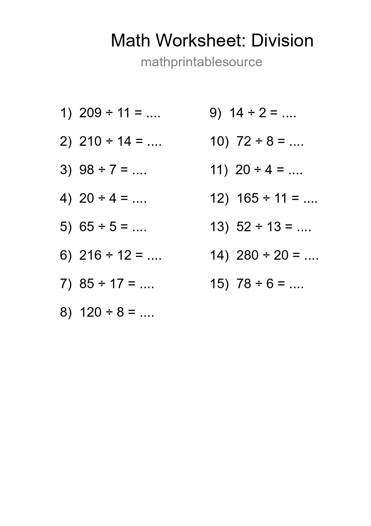 Free 15 Division Math Worksheet For Grade 2 With Answers - Part 114