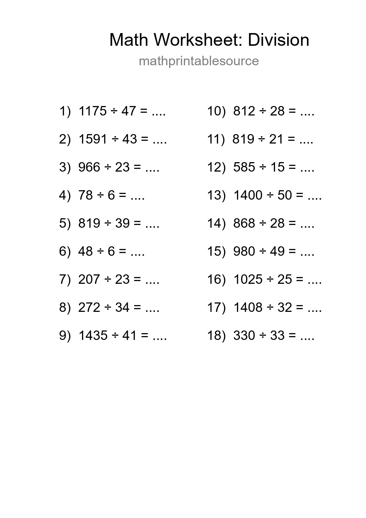Free 18 Division Math Worksheet For Grade 2 - Part 202