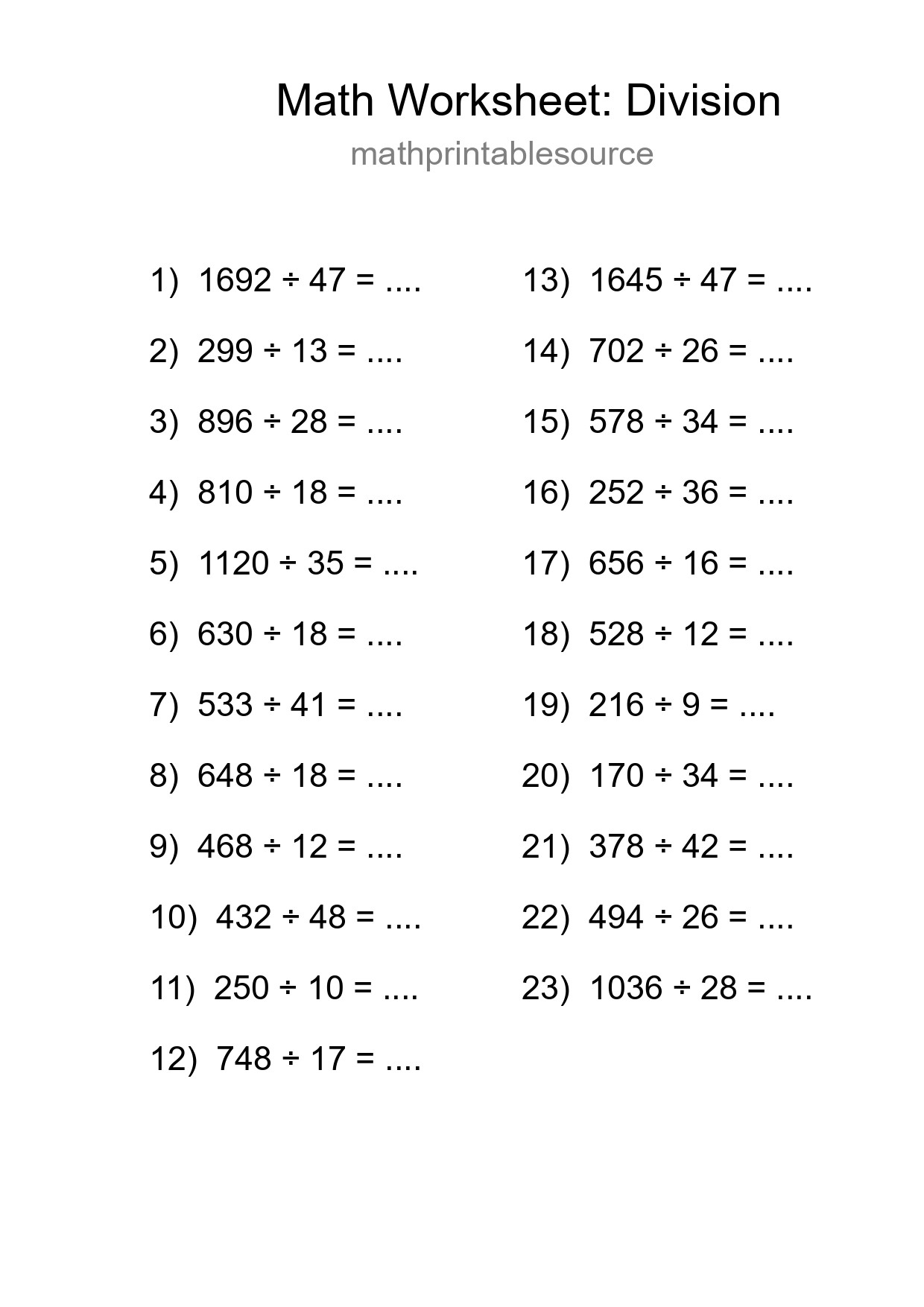 Free 23 Division Math Worksheet For Grade 2 - Part 81