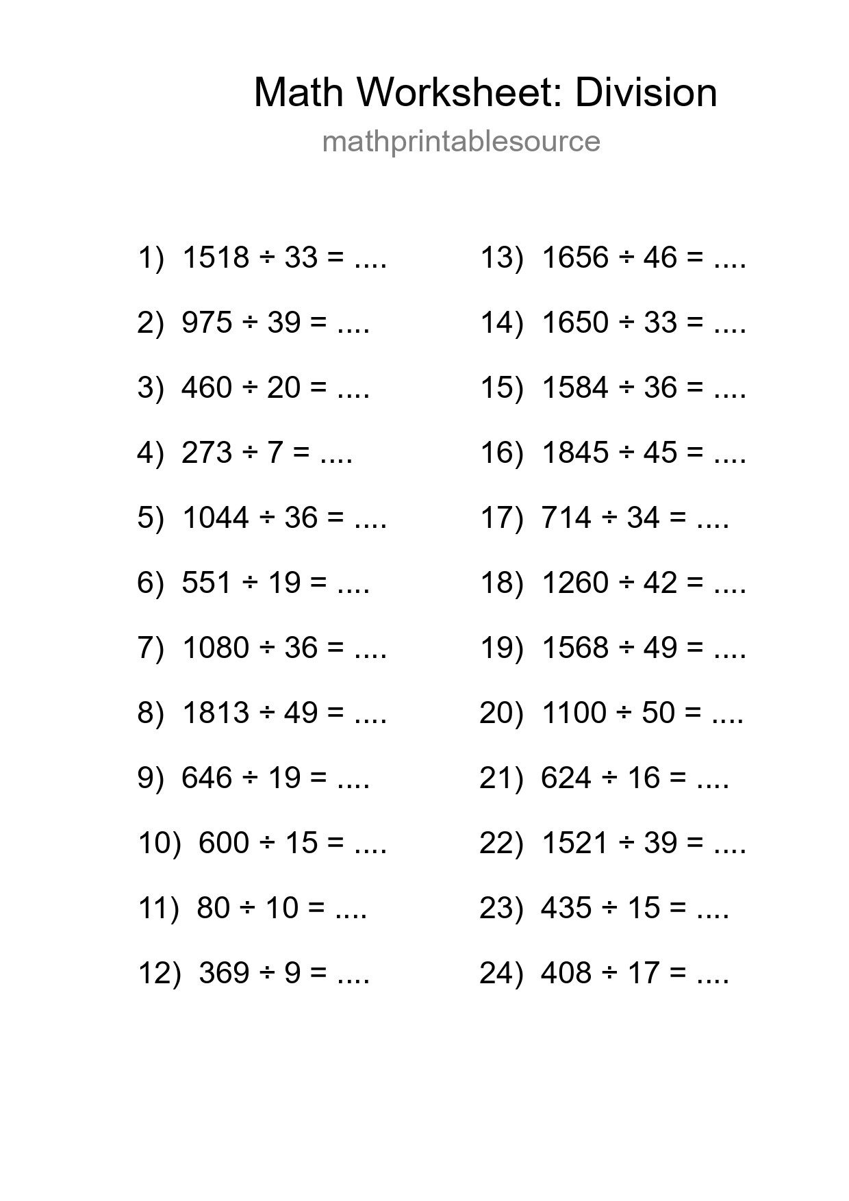 Free 24 Division Math Worksheet For Grade 2 - Part 279