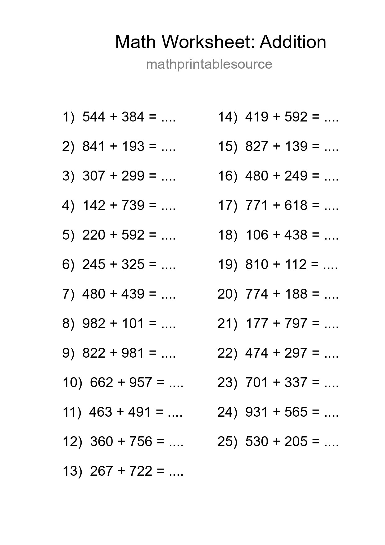 Free 25 Addition Math Worksheet For Grade 5 With Answers - Part 45
