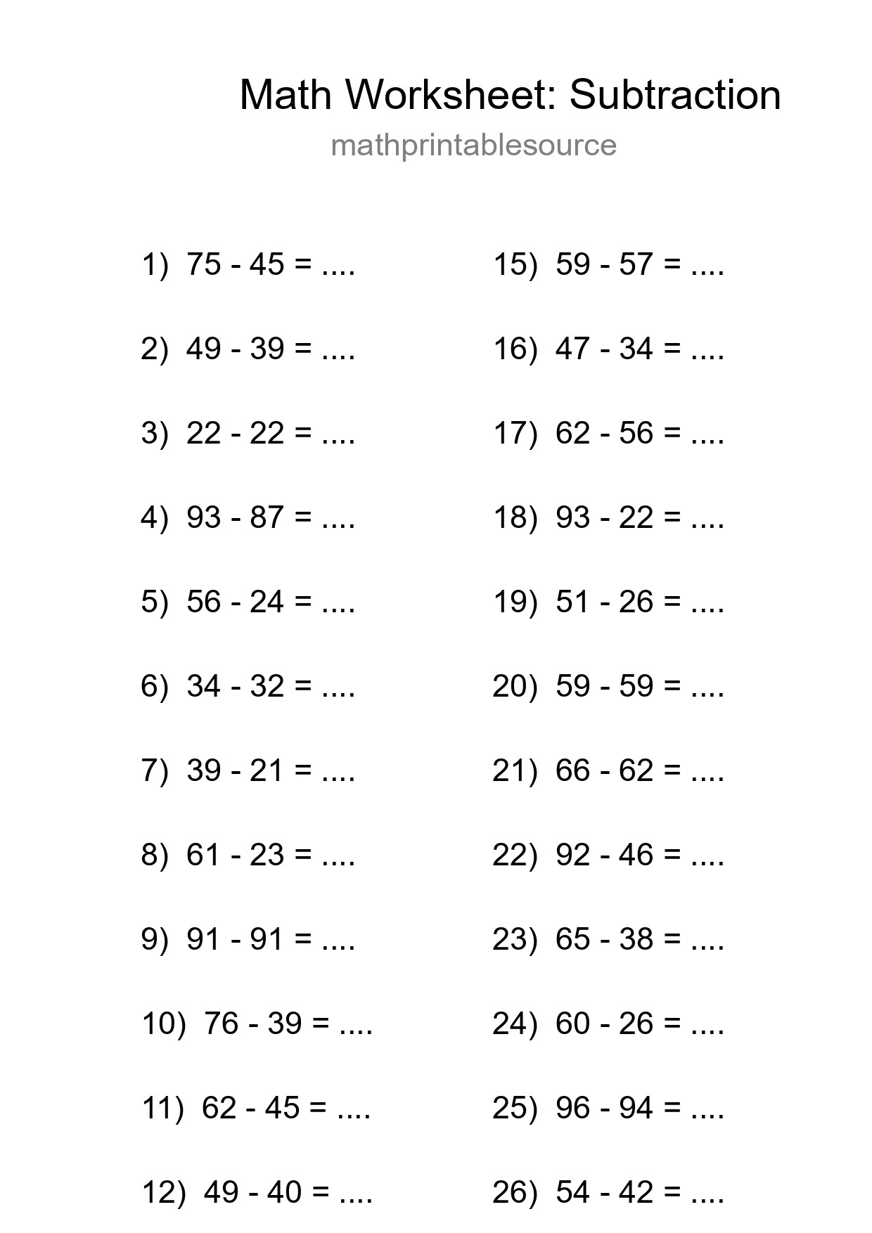 Free 27 Subtraction Math Worksheet For Grade 3 With Answers - Part 85