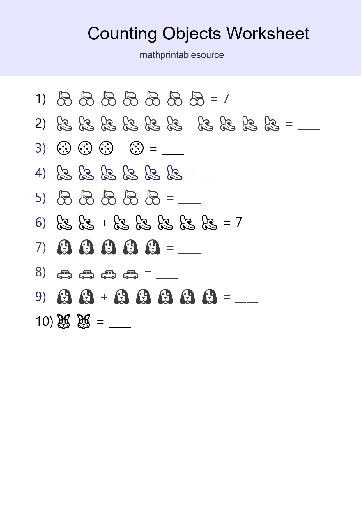 Free Counting Objects Worksheet For Kindergarten - Part 14