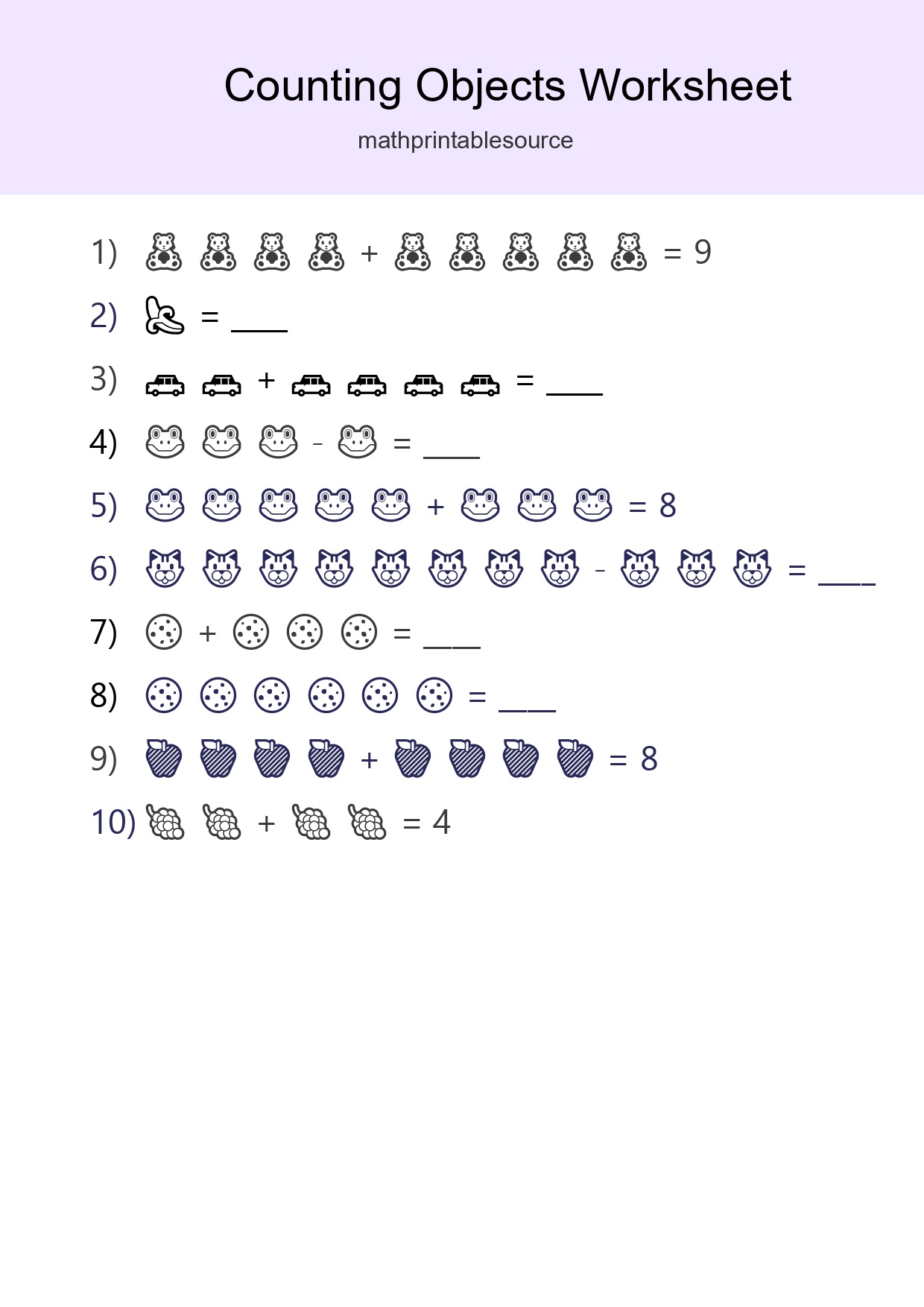 Free Counting Objects Worksheet For Kindergarten - Part 201