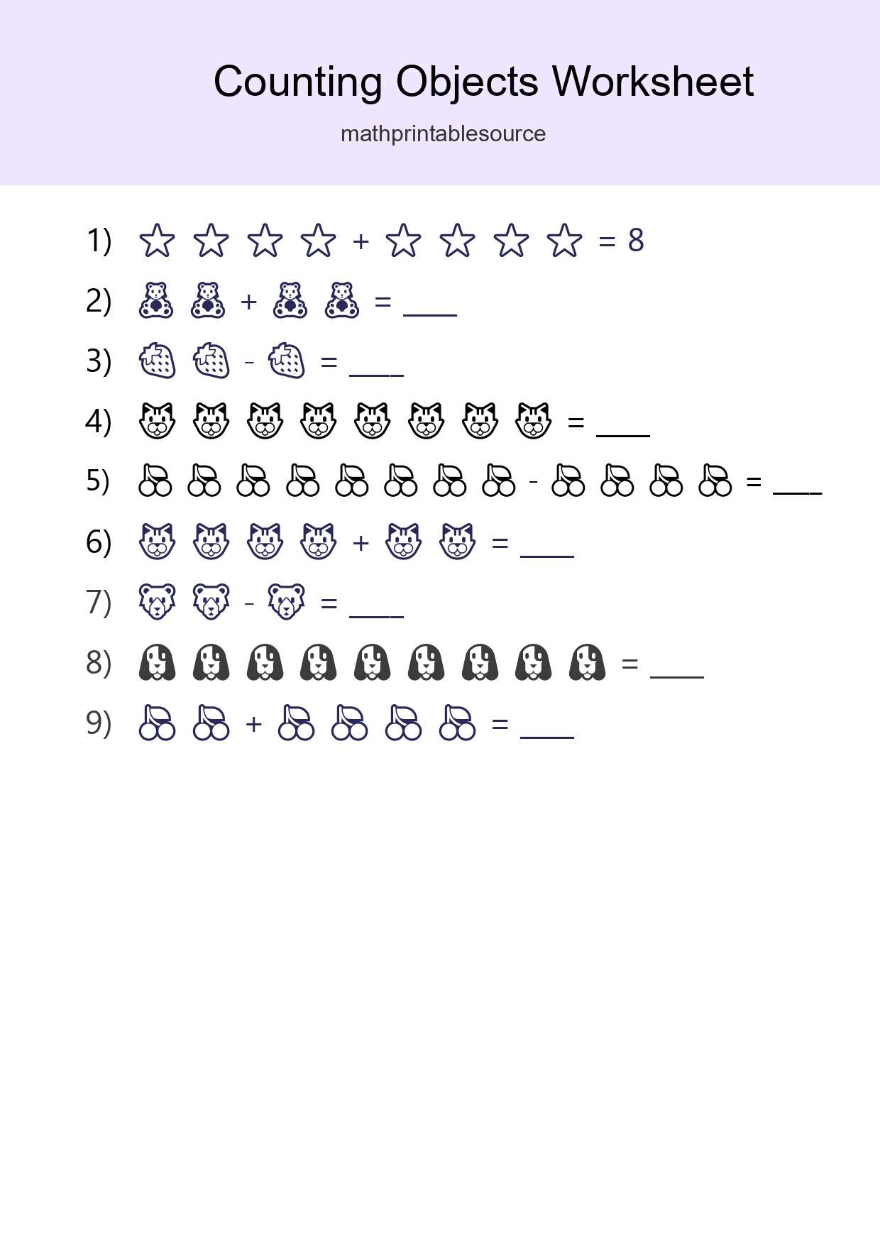 Free Counting Objects Worksheet For Kindergarten - Part 212