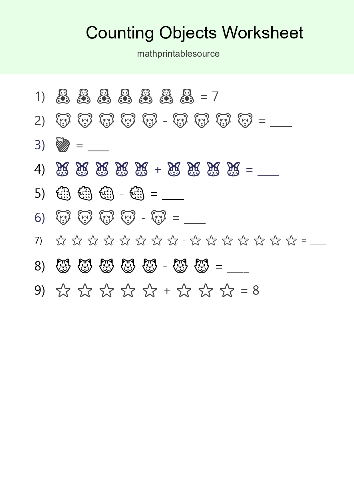 Free Counting Objects Worksheet For Kindergarten - Part 289