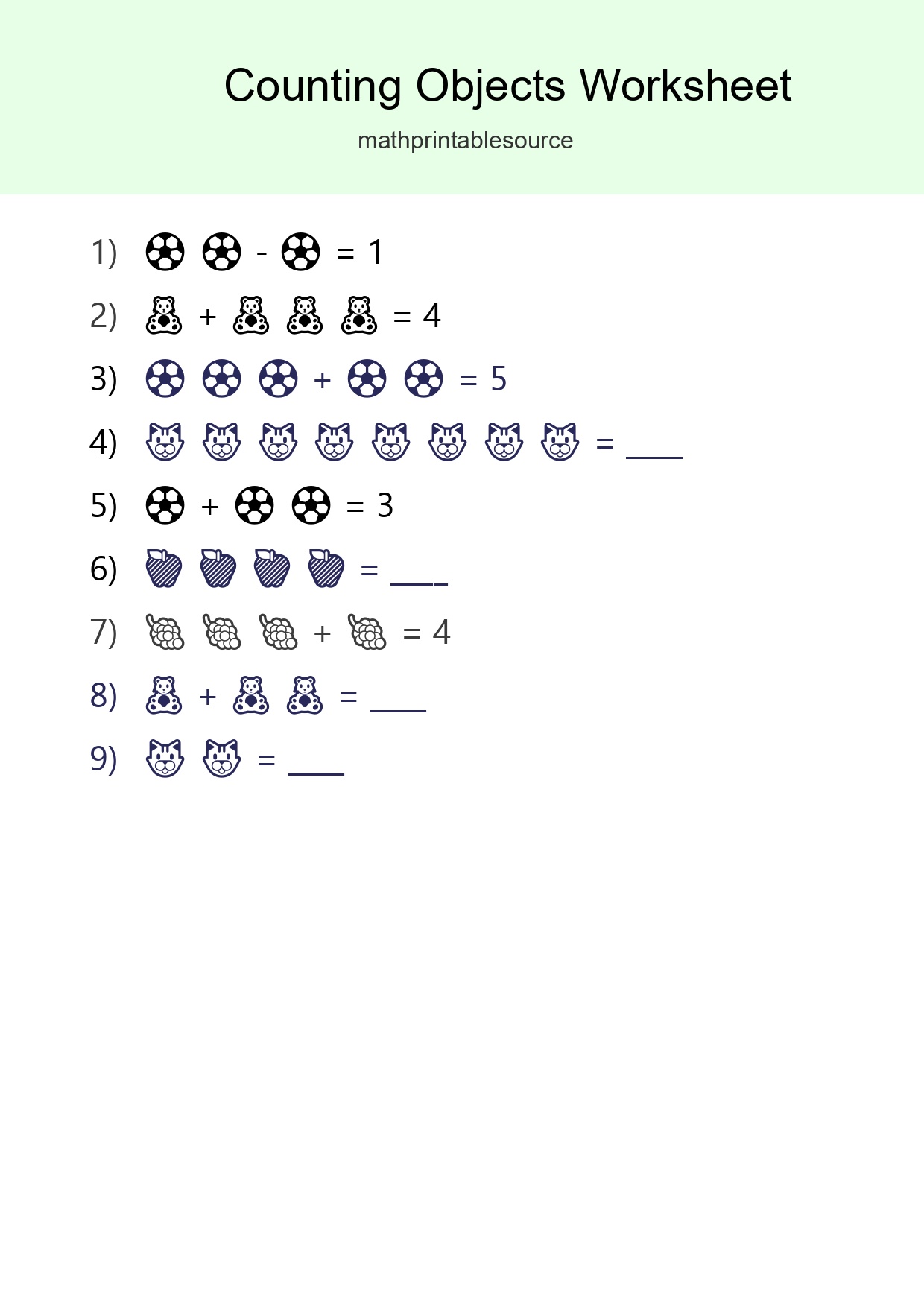 Free Counting Objects Worksheet For Kindergarten Printable - Part 135