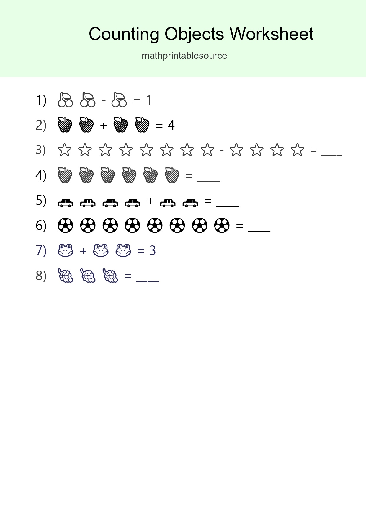 Free Counting Objects Worksheet For Kindergarten Printable - Part 267