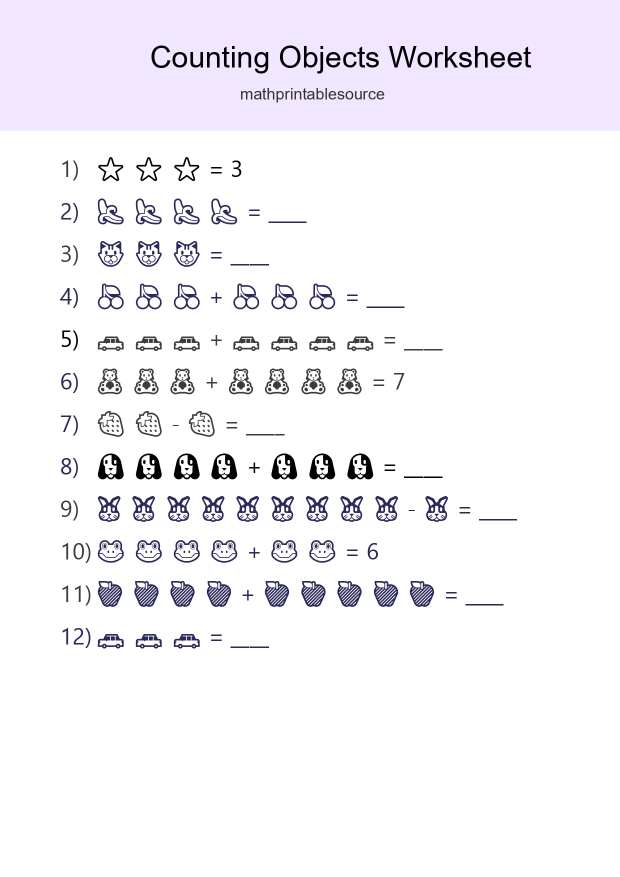 Free Counting Objects Worksheet For Kindergarten Printable - Part 3
