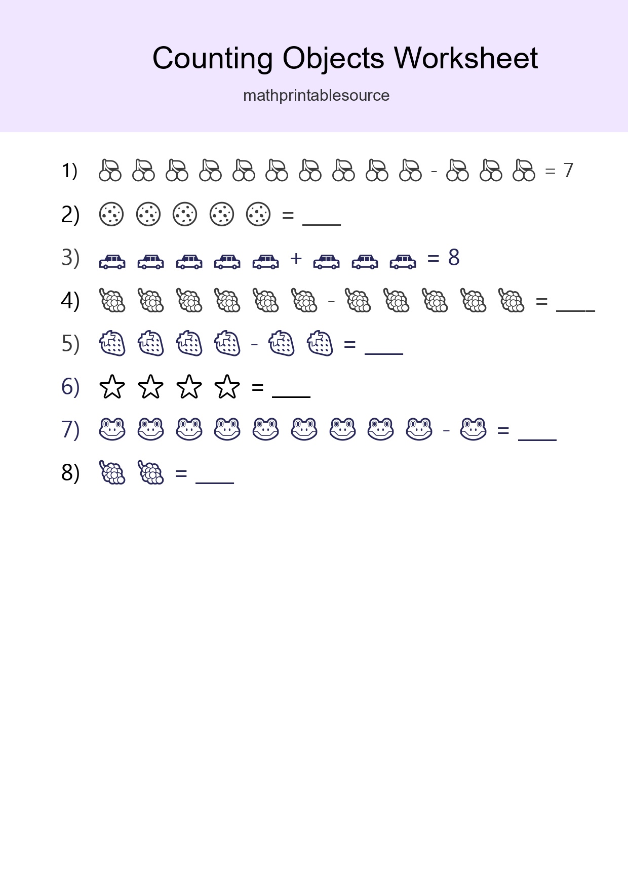 Free Counting Objects Worksheet For Kindergarten Printable - Part 300