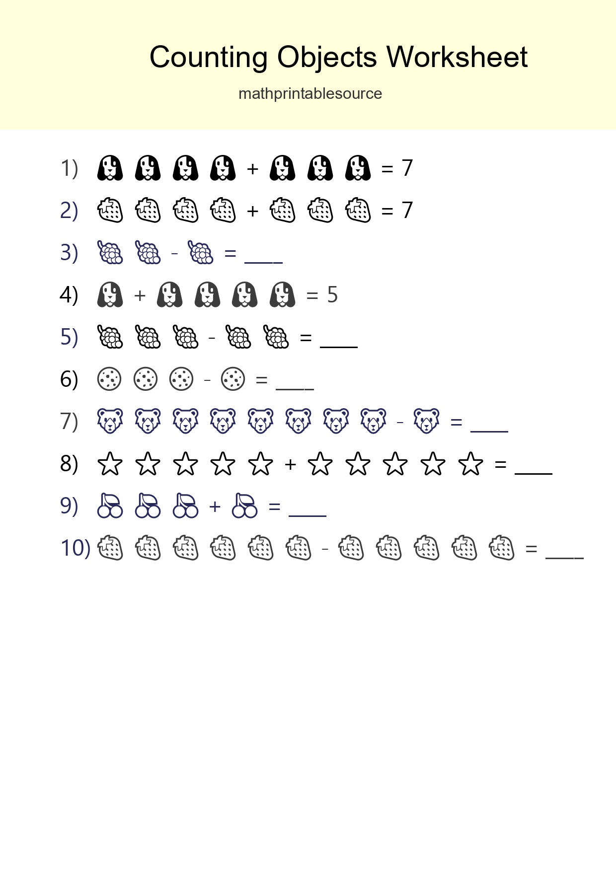 Free Counting Objects Worksheet For Kindergarten Printable - Part 91