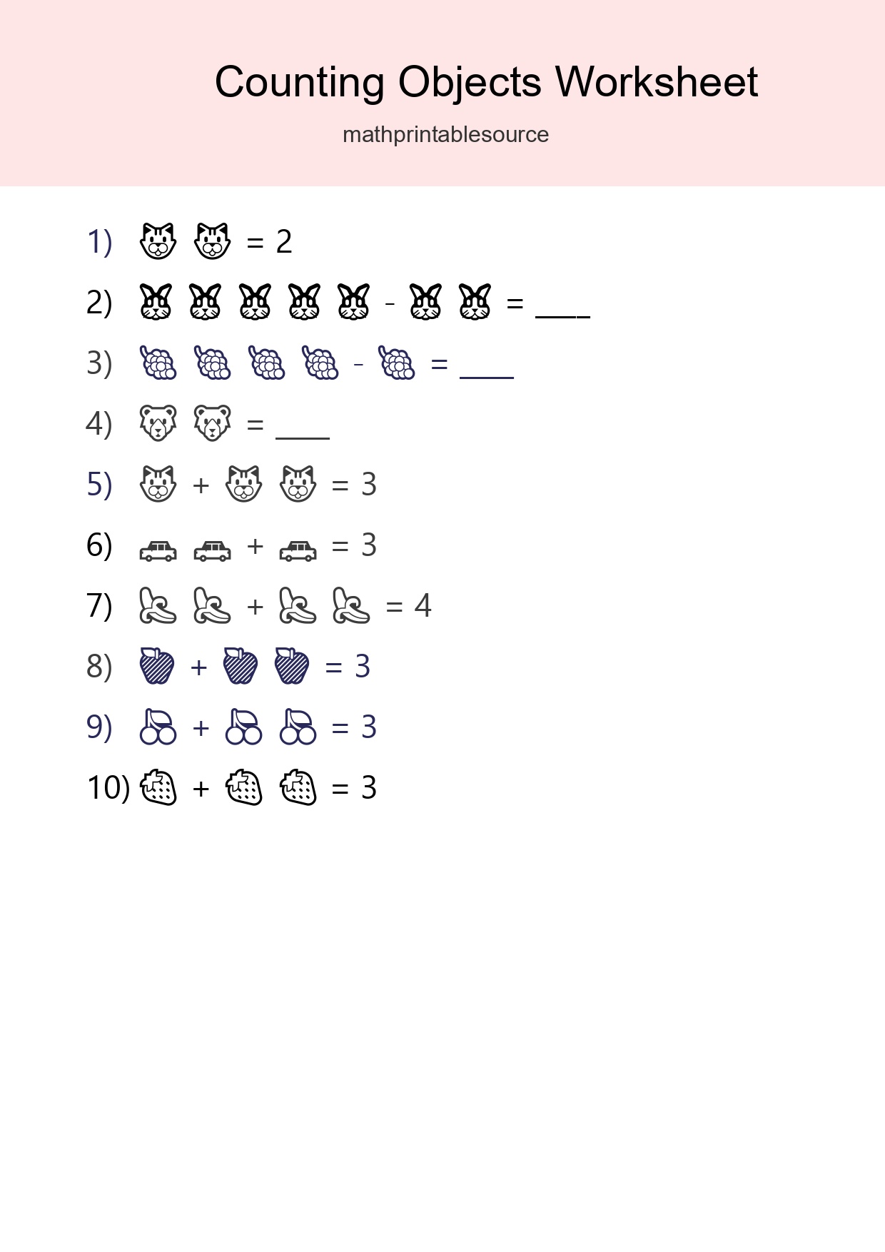 Free Counting Objects Worksheet For Pre-K Printable - Part 47