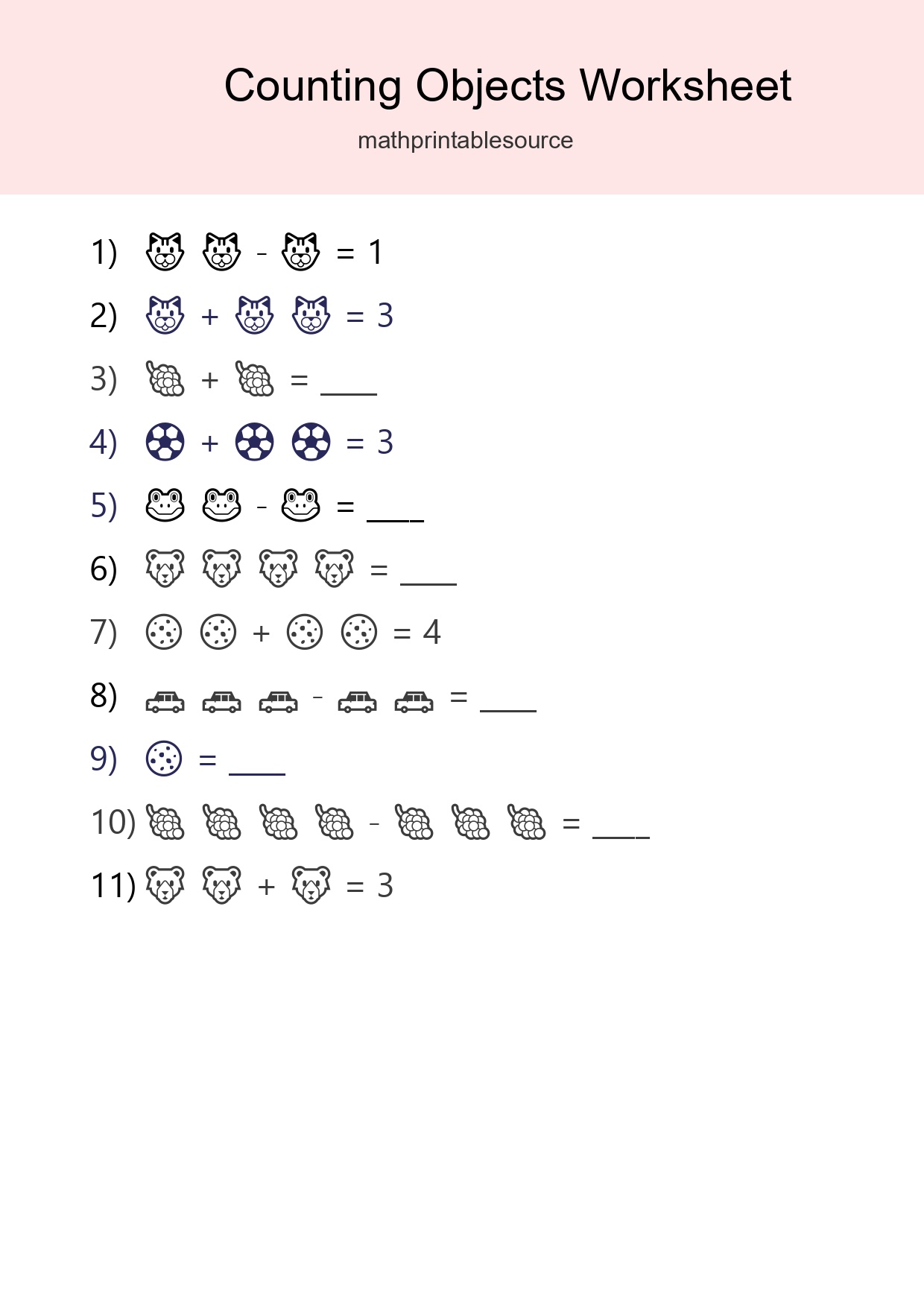 Free Counting Objects Worksheet For Pre-K Printable - Part 69