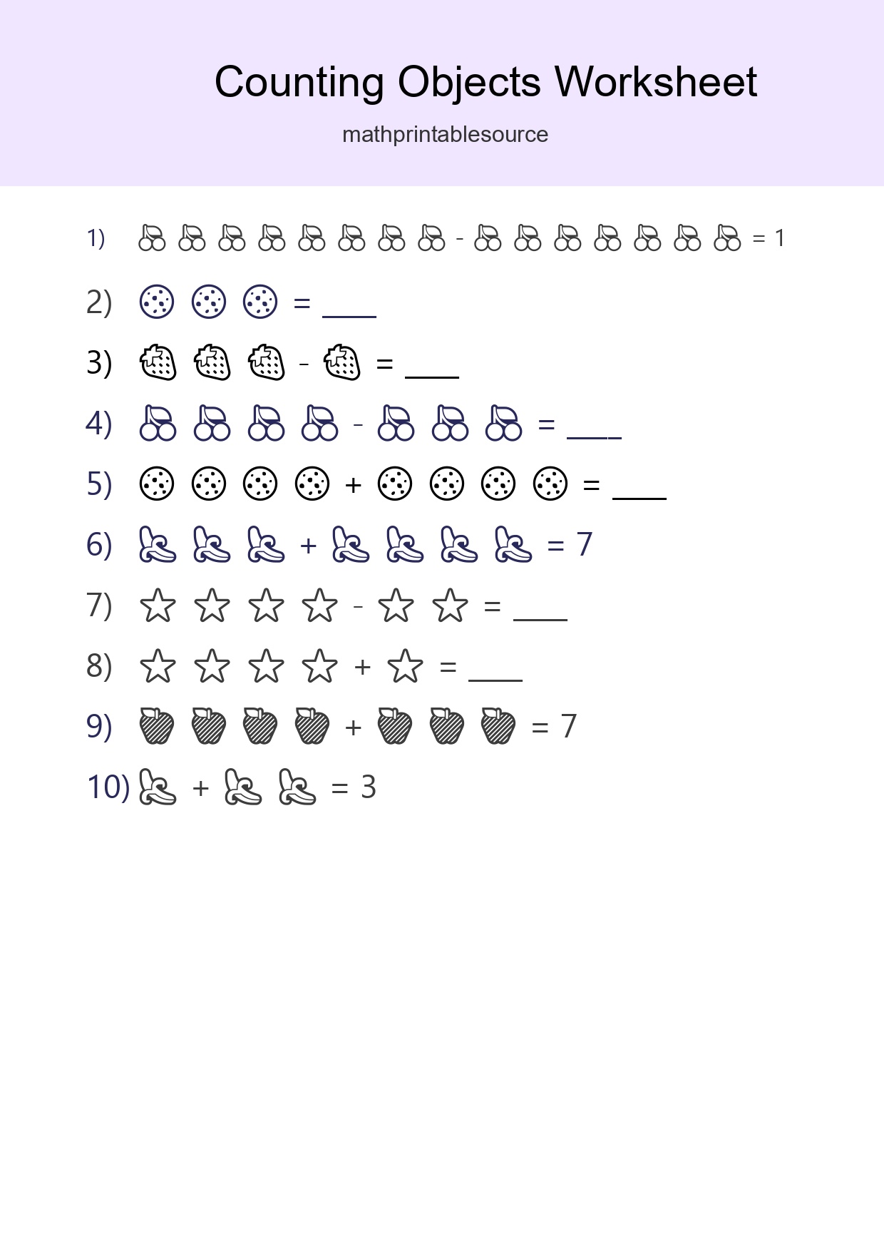 Kindergarten Count The Objects Worksheet - Part 113