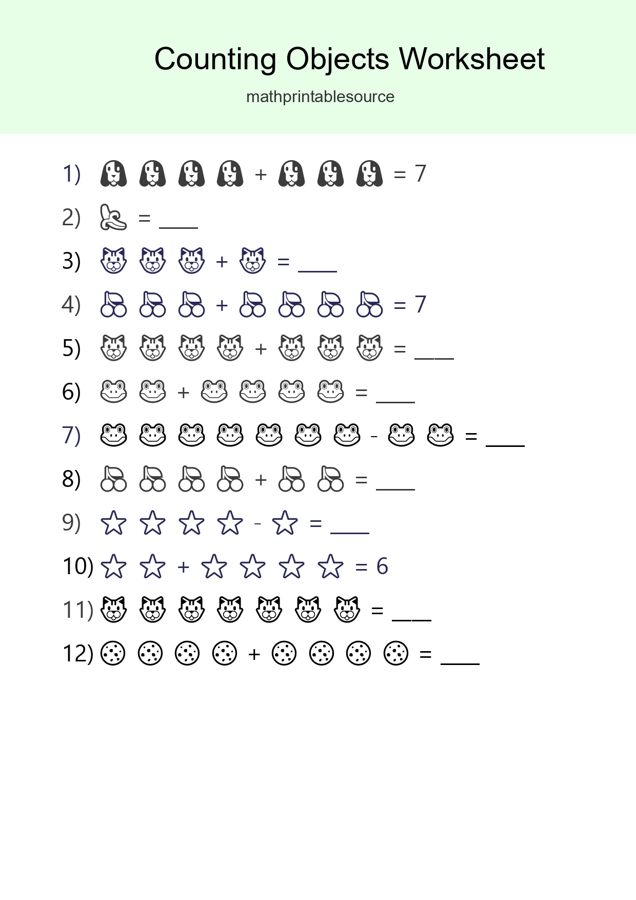 Kindergarten Count The Objects Worksheet - Part 124
