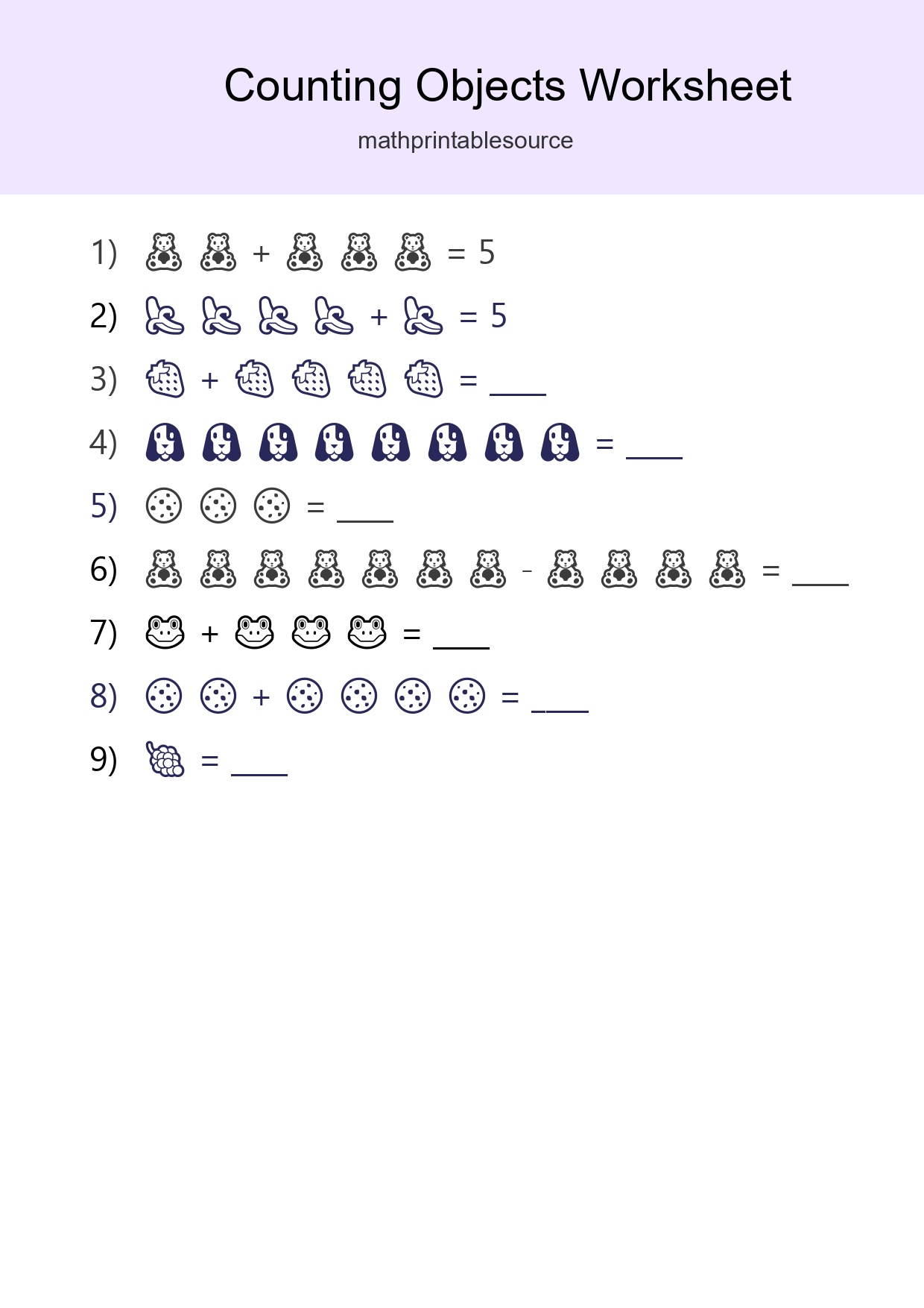 Kindergarten Count The Objects Worksheet - Part 146