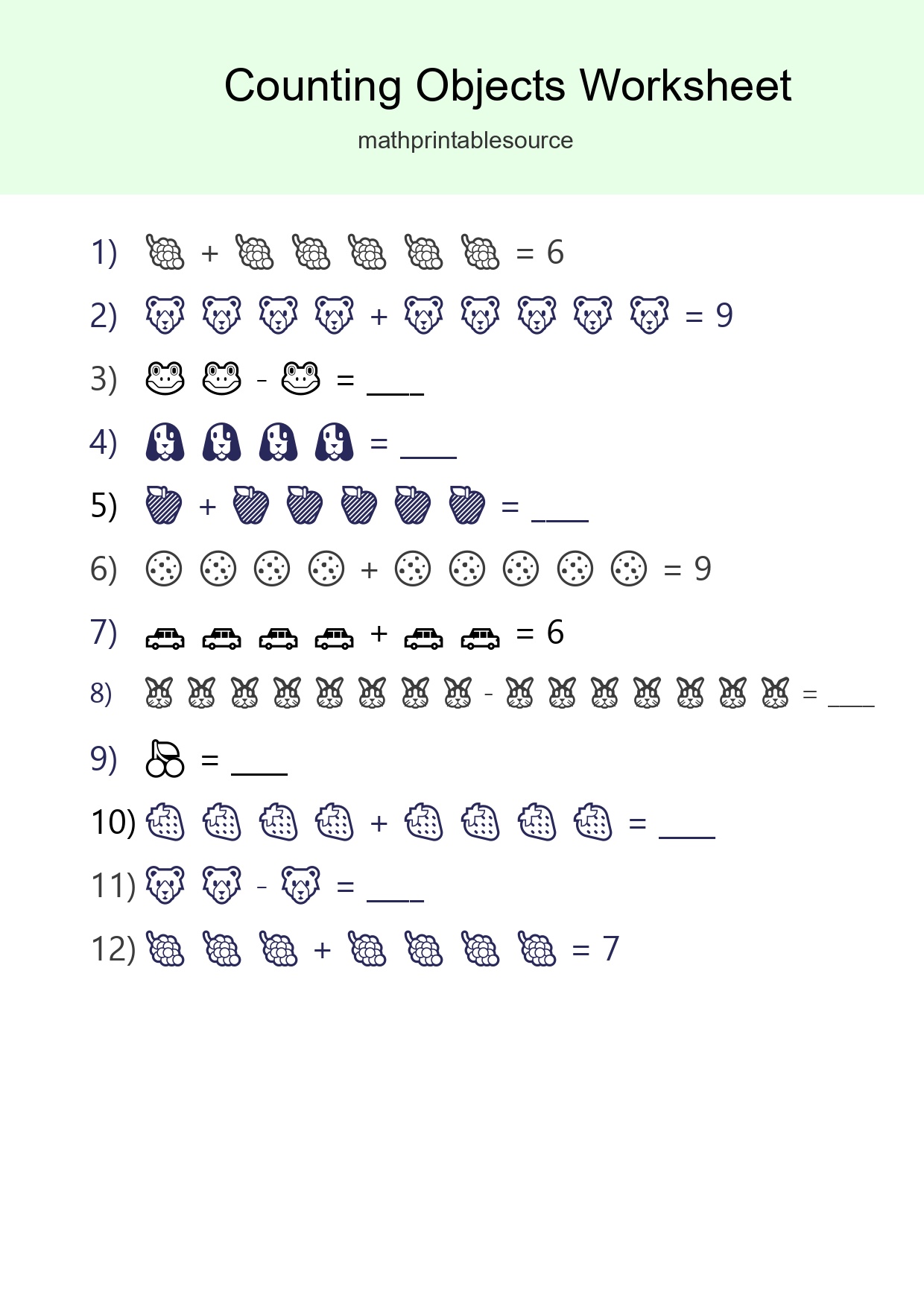 Learn Counting With Pictures Worksheet (Kindergarten) - Part 245