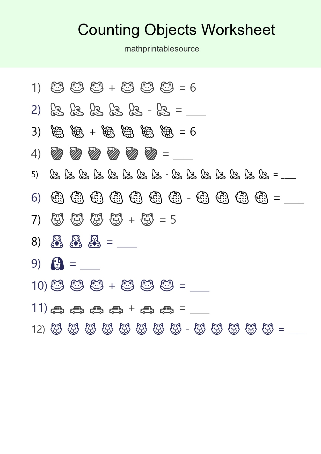 Learn Counting With Pictures Worksheet (Kindergarten) - Part 58