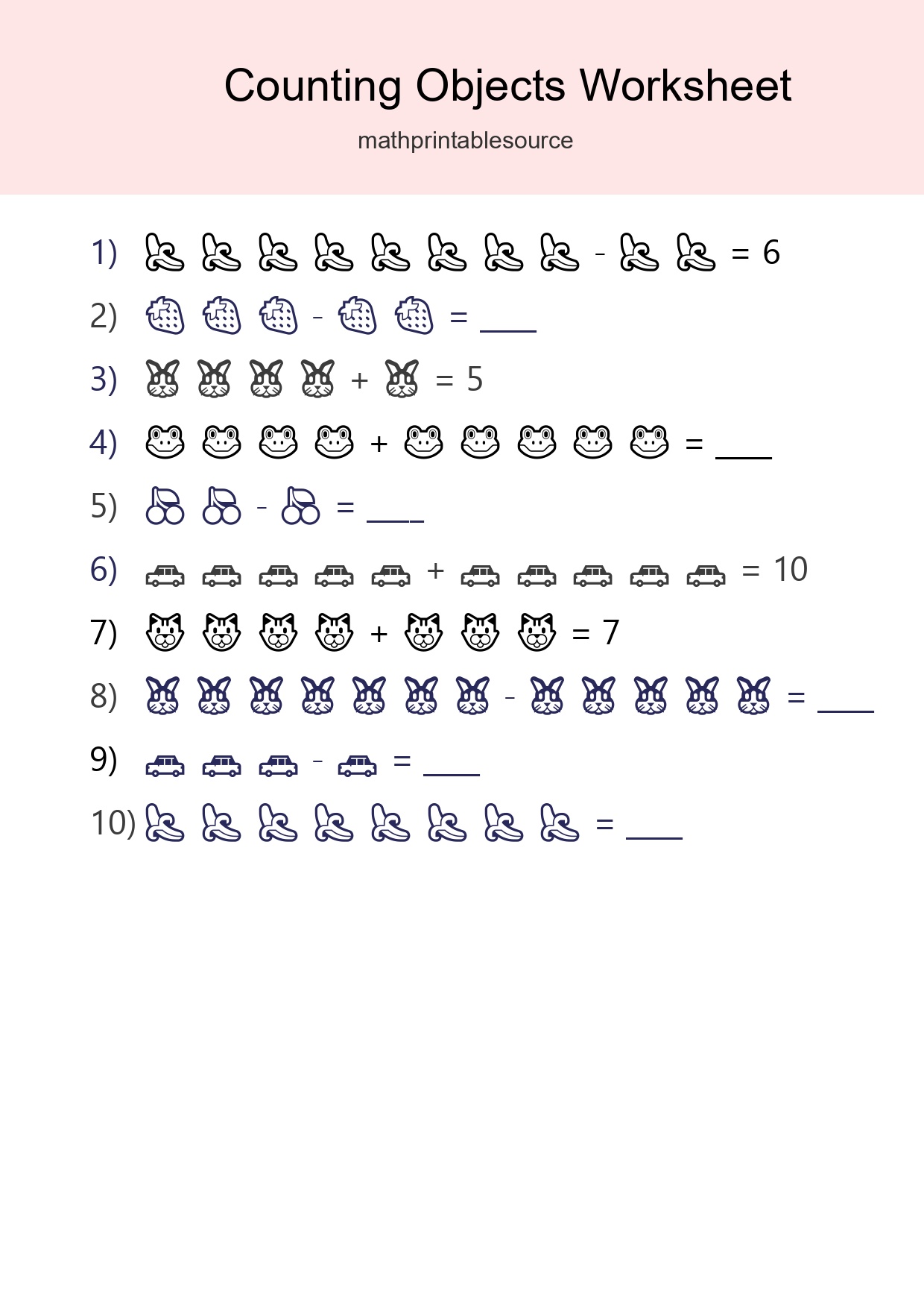 Learn Counting With Pictures Worksheet (Kindergarten) - Part 80